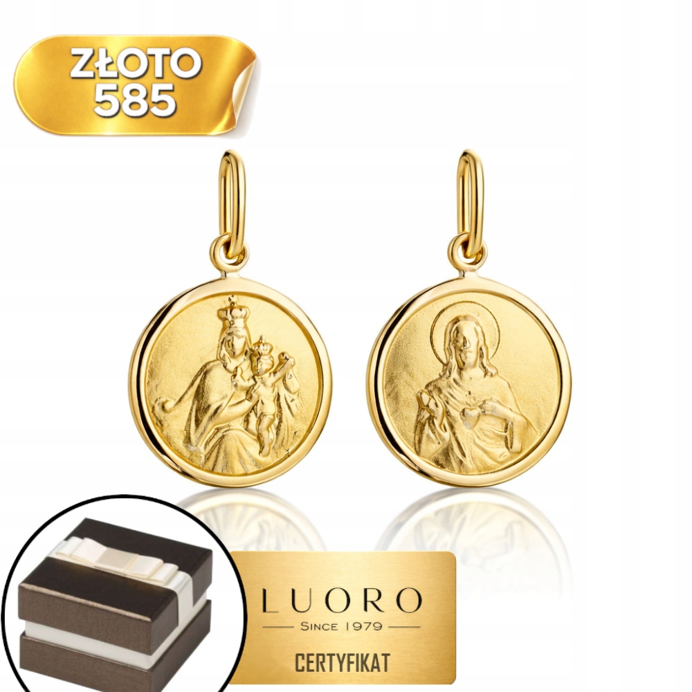 Medaile Zlatá 585 14K Škapulíř V Kruhu 2,05 CM Klasická Elegantní