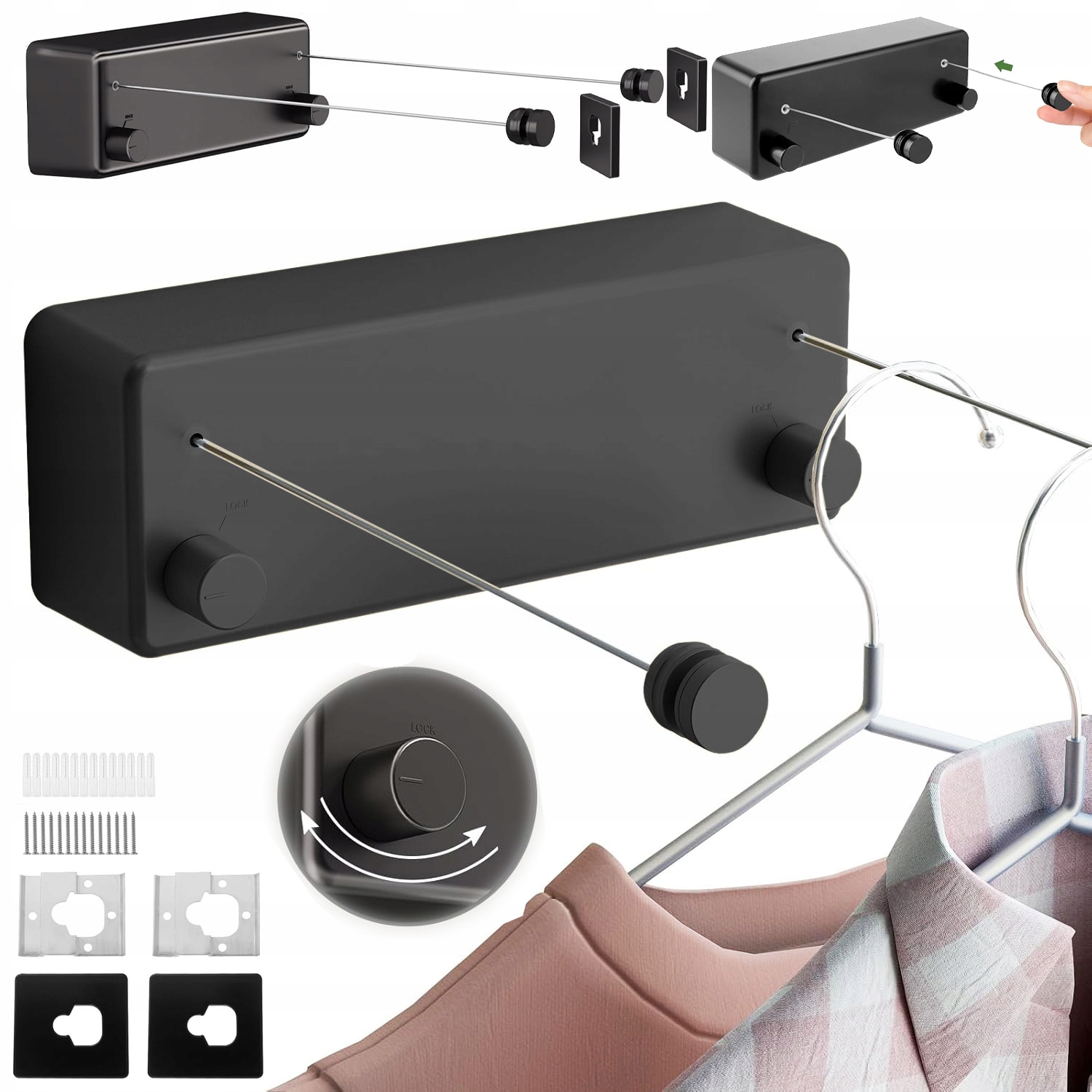 Levně Výsuvná Ocelová Šňůra Na Prádlo Do Koupelny, Obývacího Pokoje, Kuchyně