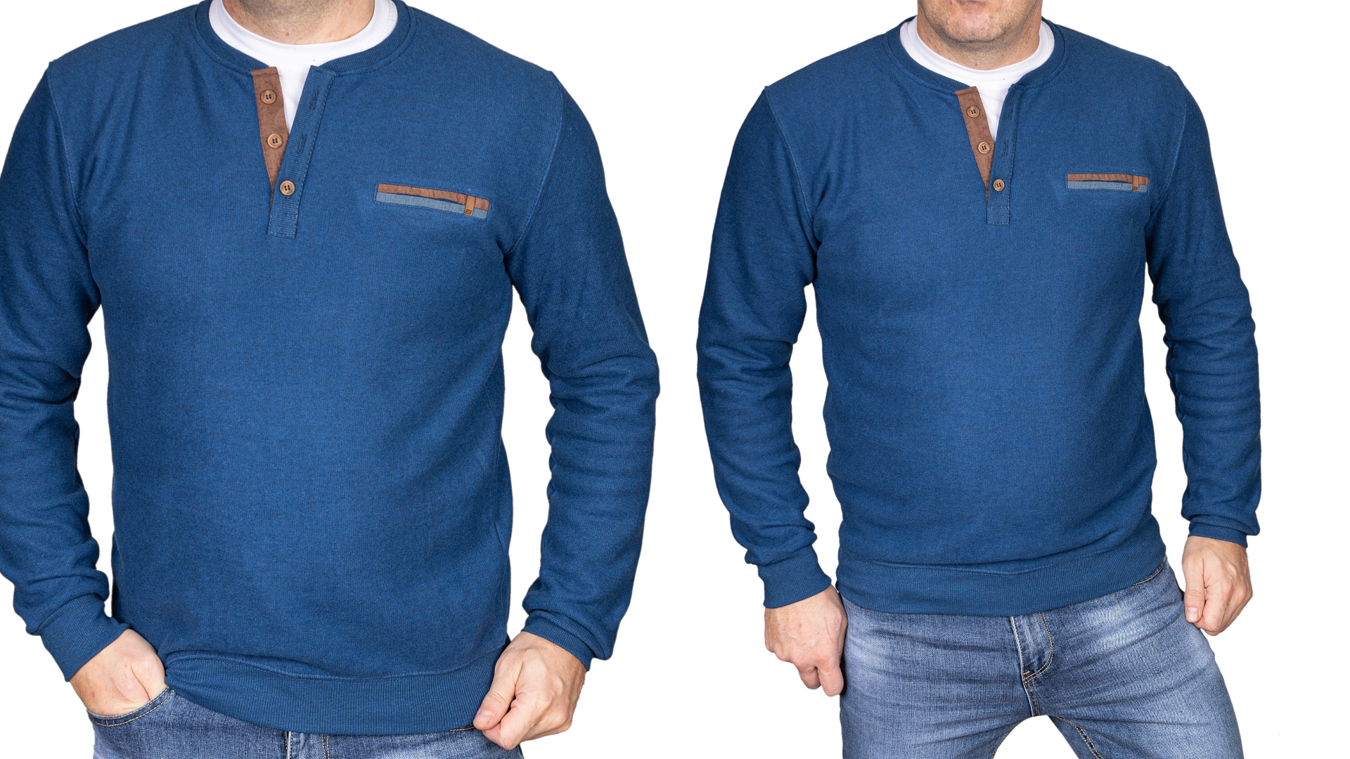 

Sweter męski niebieski na guziki klasyk Polski XXL