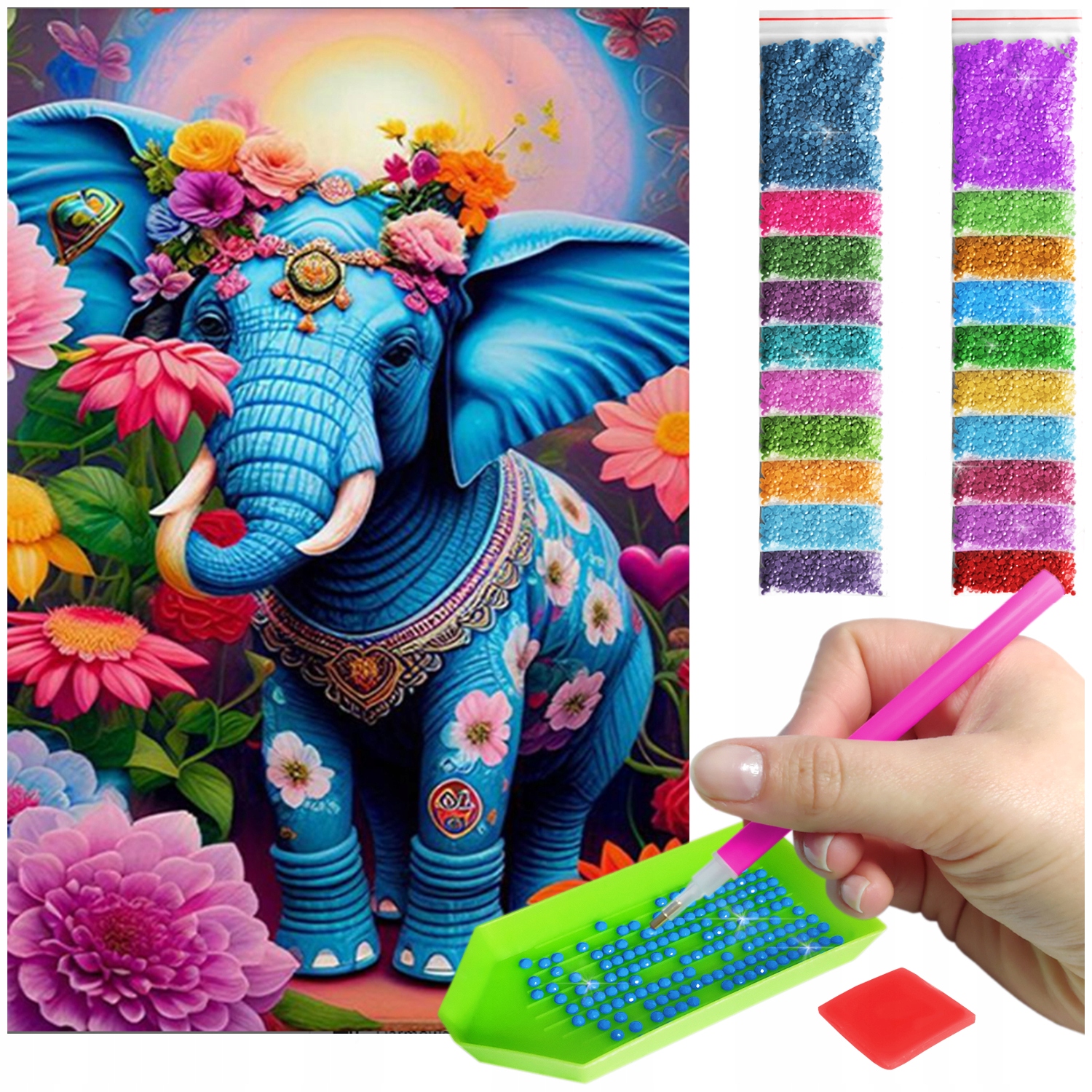 Výšivka Diamond Painting mozaika královský slon sada