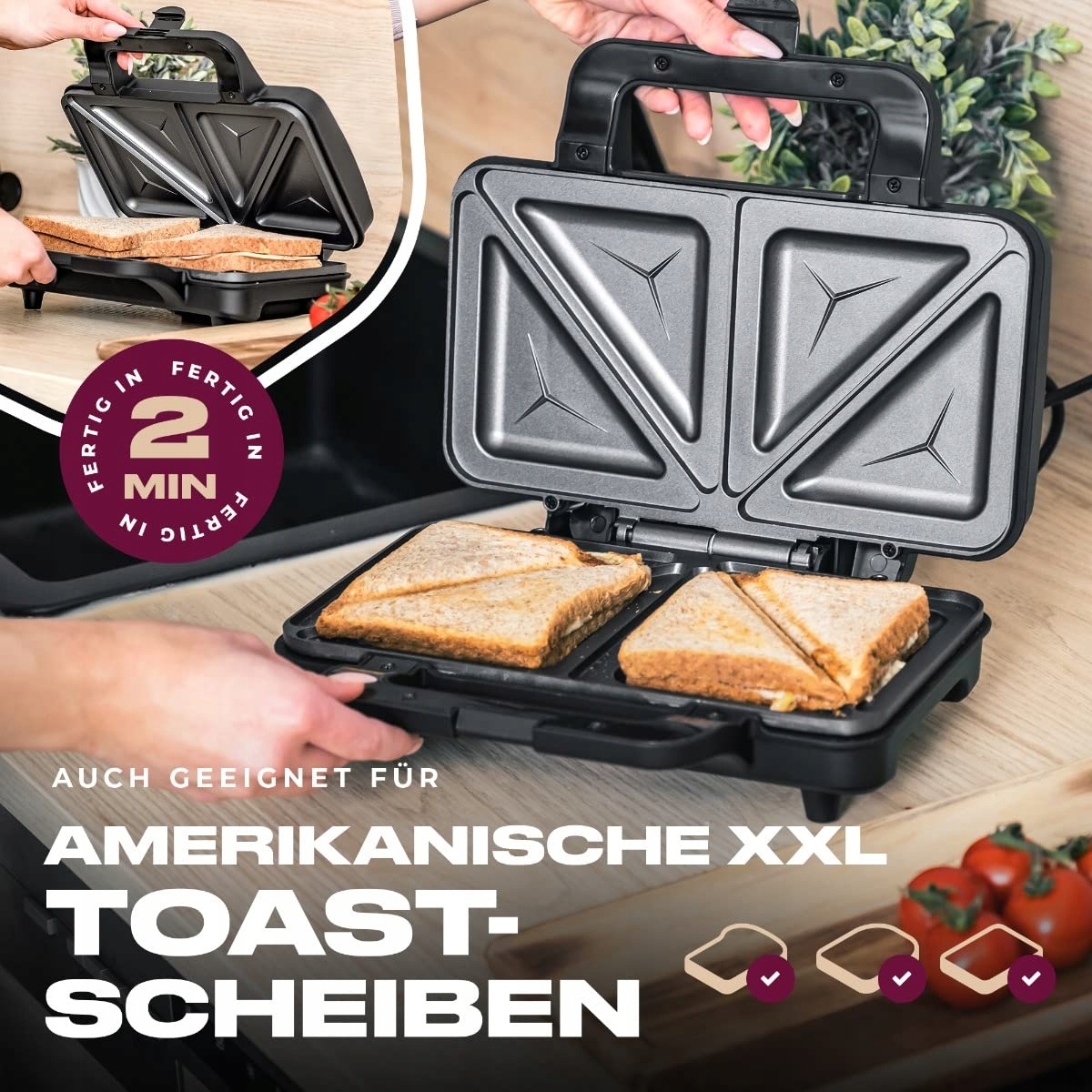 PROFICOOK Opiekacz Do Kanapek XXL Antyadhezyjne Płyty 900W — miniatura 3