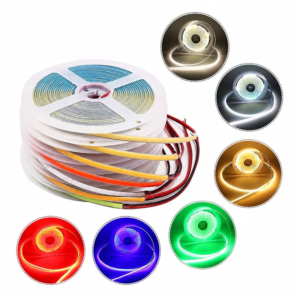 Taśma Led Cob Pro 384LED/m 12V Yellow Żółty 3mm Wąska 5m pasek led