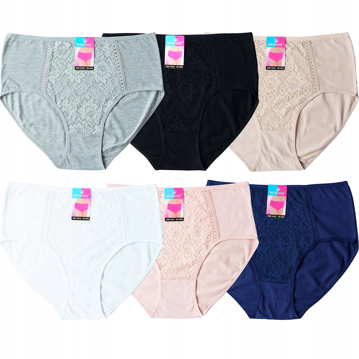 

Majtki 6-pak damskie wysoki stan bawełniane 3XL