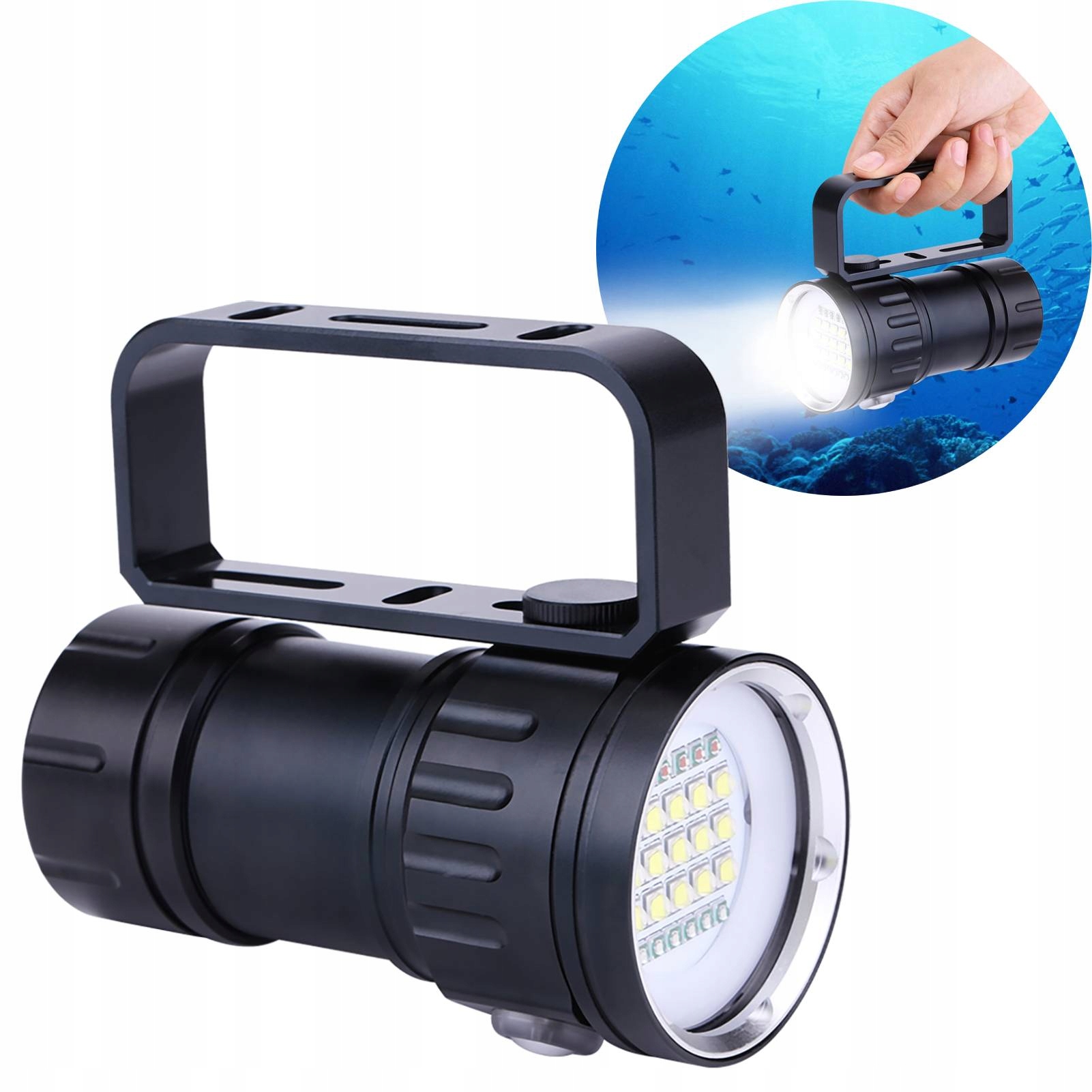 Potápěčská Svítilna P70 Led Bílé Světlo IPX8 18000lm 180W