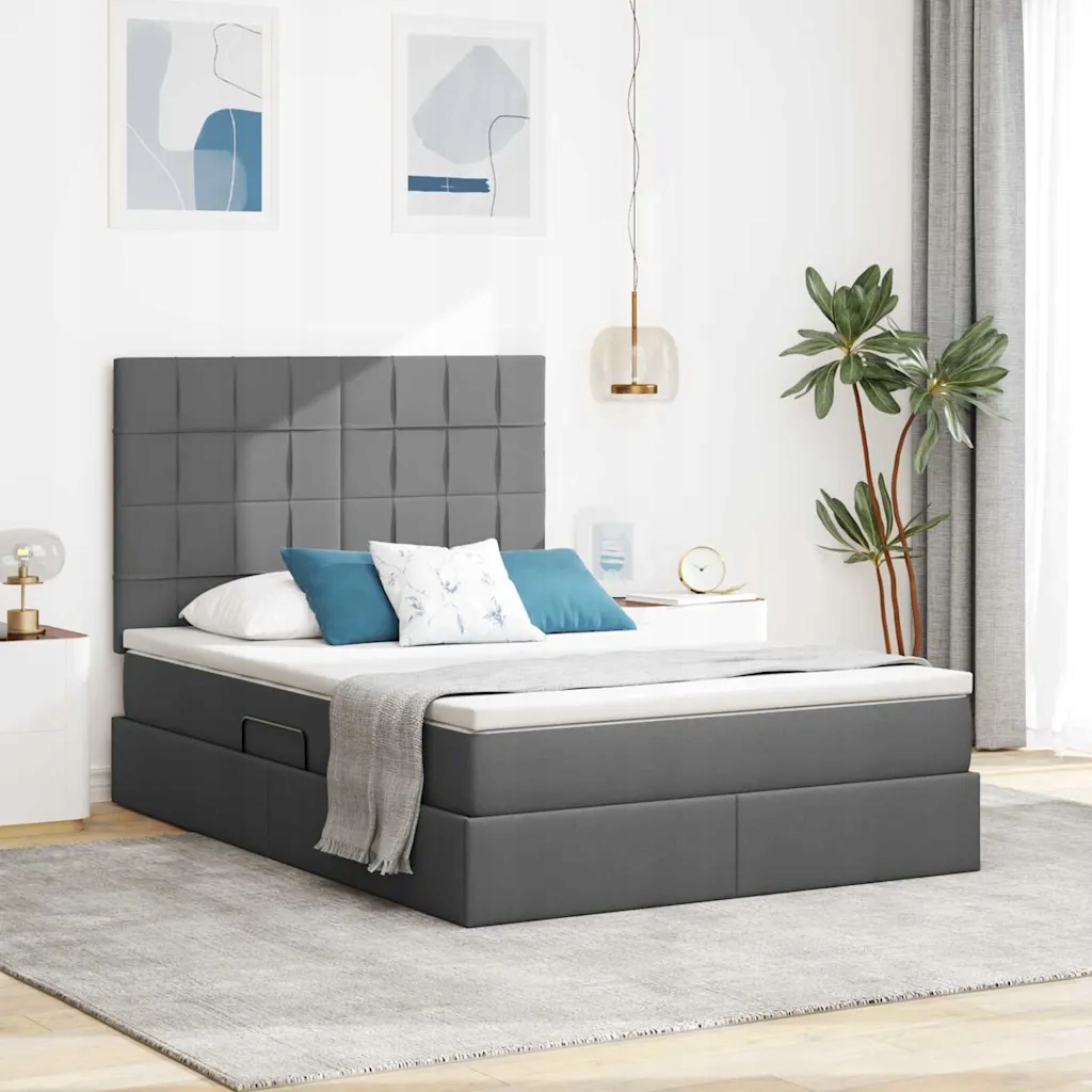 vidaXL Postel s úložným prostorem a matrací Tmavě šedá 140 x 200 cm