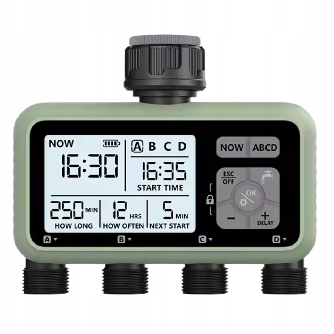 Elektroniczny Sterownik Nawadniania Programator Do Wody Czasowy 4 Sekcje