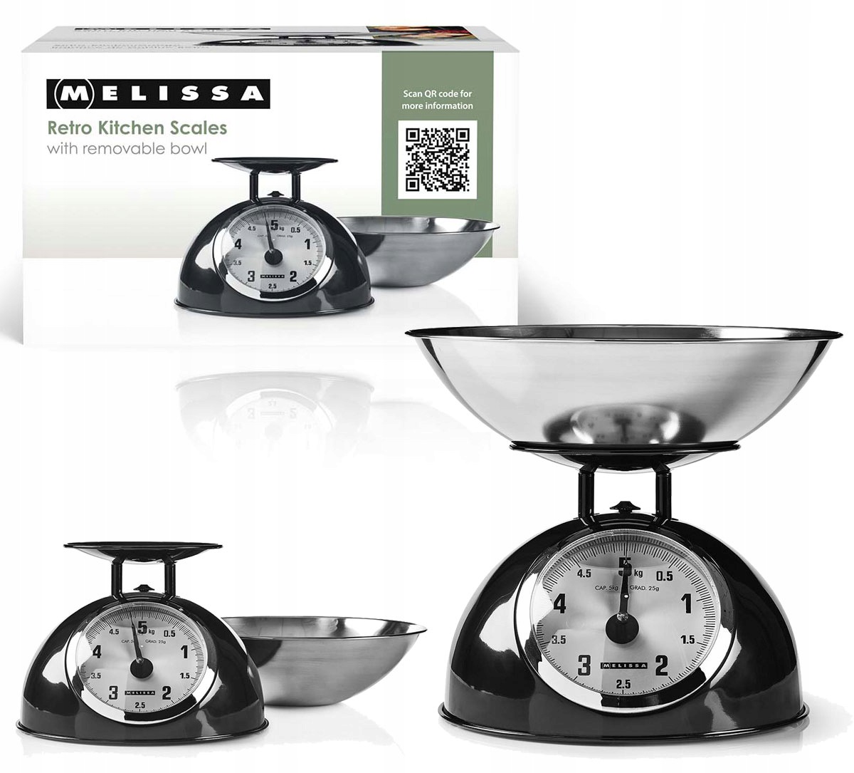 Váha Nerezová Ocel Retro Mechanická Melissa 5 Kg Hodinový Ciferník Mísa