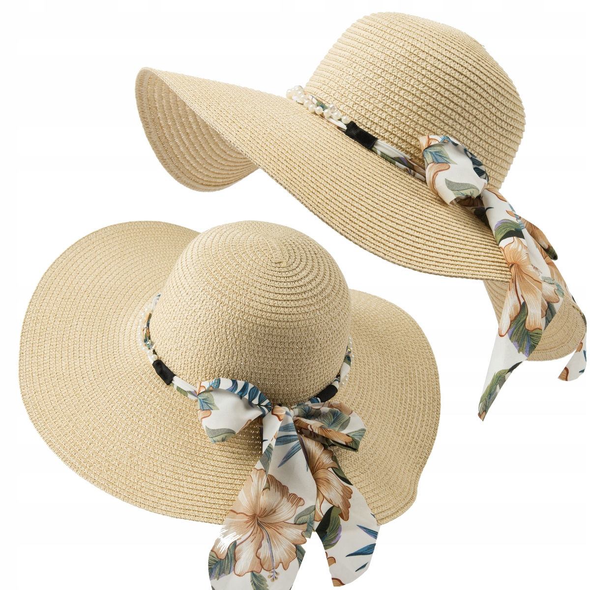 

Duży Kapelusz damski Plażowy Falowane Rondo