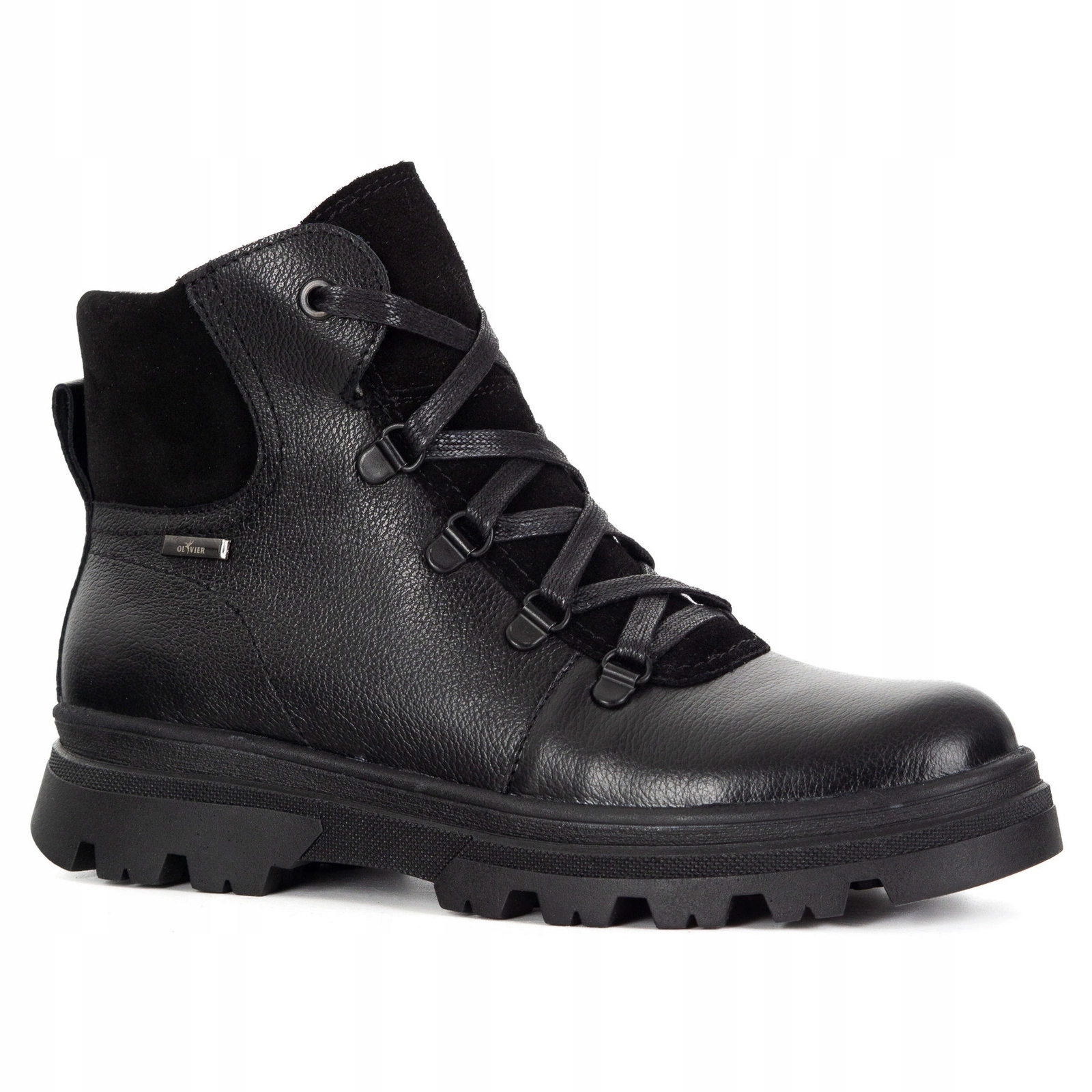 Dámské kotníkové boty kožené boty 1692POL černé lico šněrovací zateplené 41