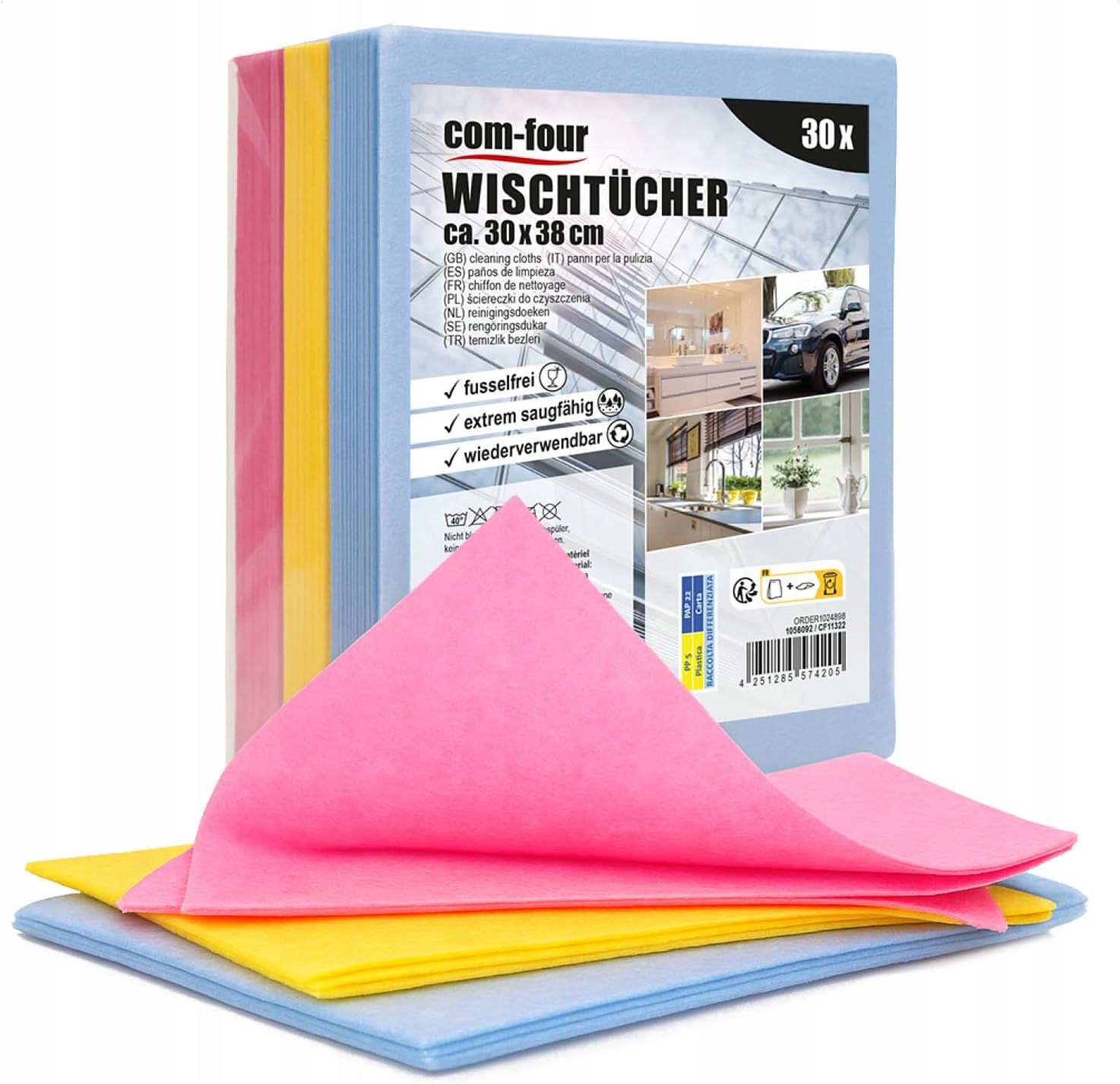 Com-four 30x Trvalé ekonomické absorpční utěrky Viskóza Univerzální