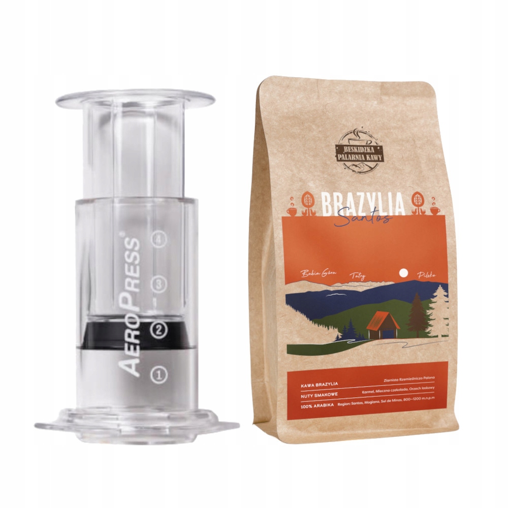 Aeropress Clear Kávovar Káva Zrnková Brazílie Santos 250 g