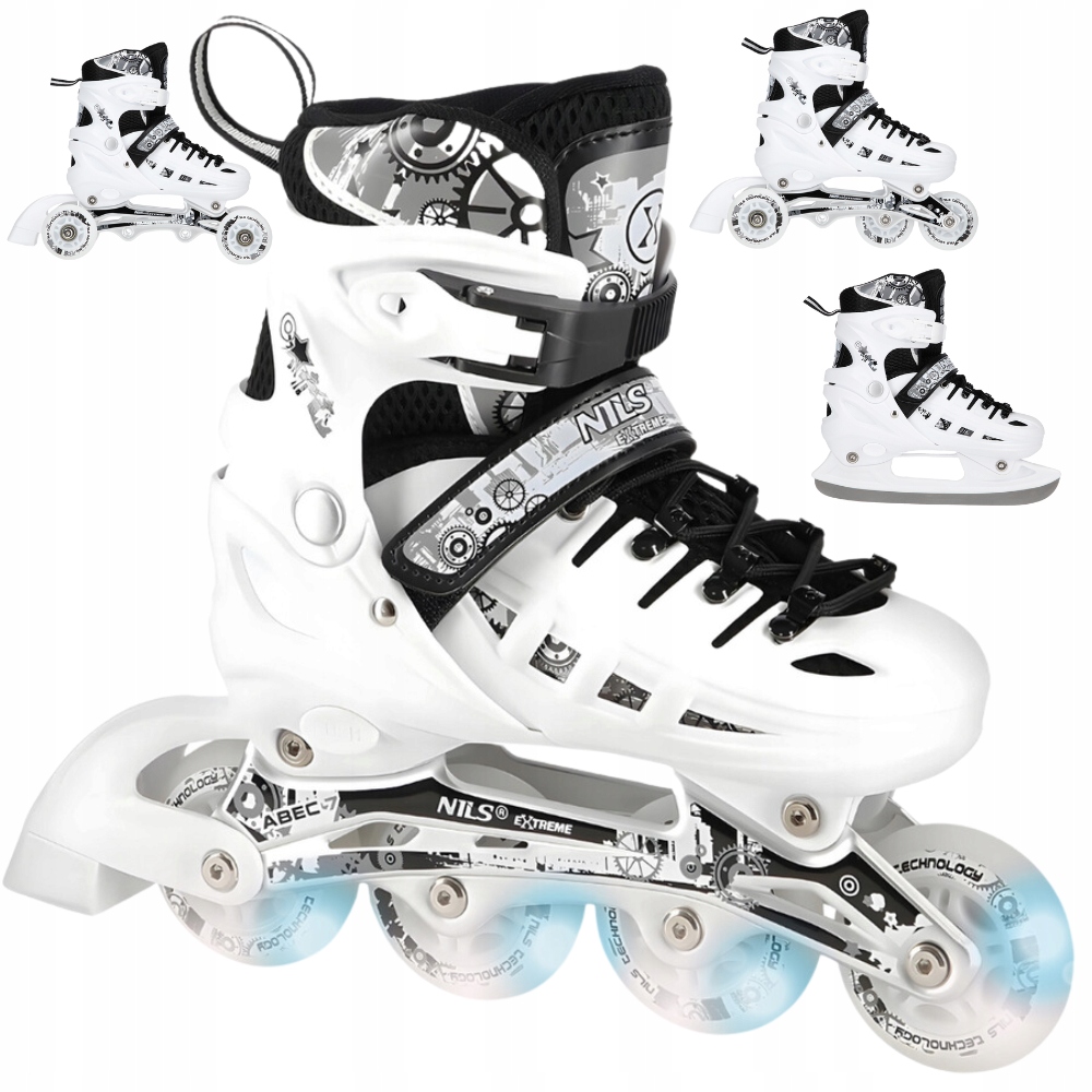 Hokejové Brusle Nastavitelné Led kolečkové brusle pro děti 4v1 s vyměnitelnou čepelí 31-34