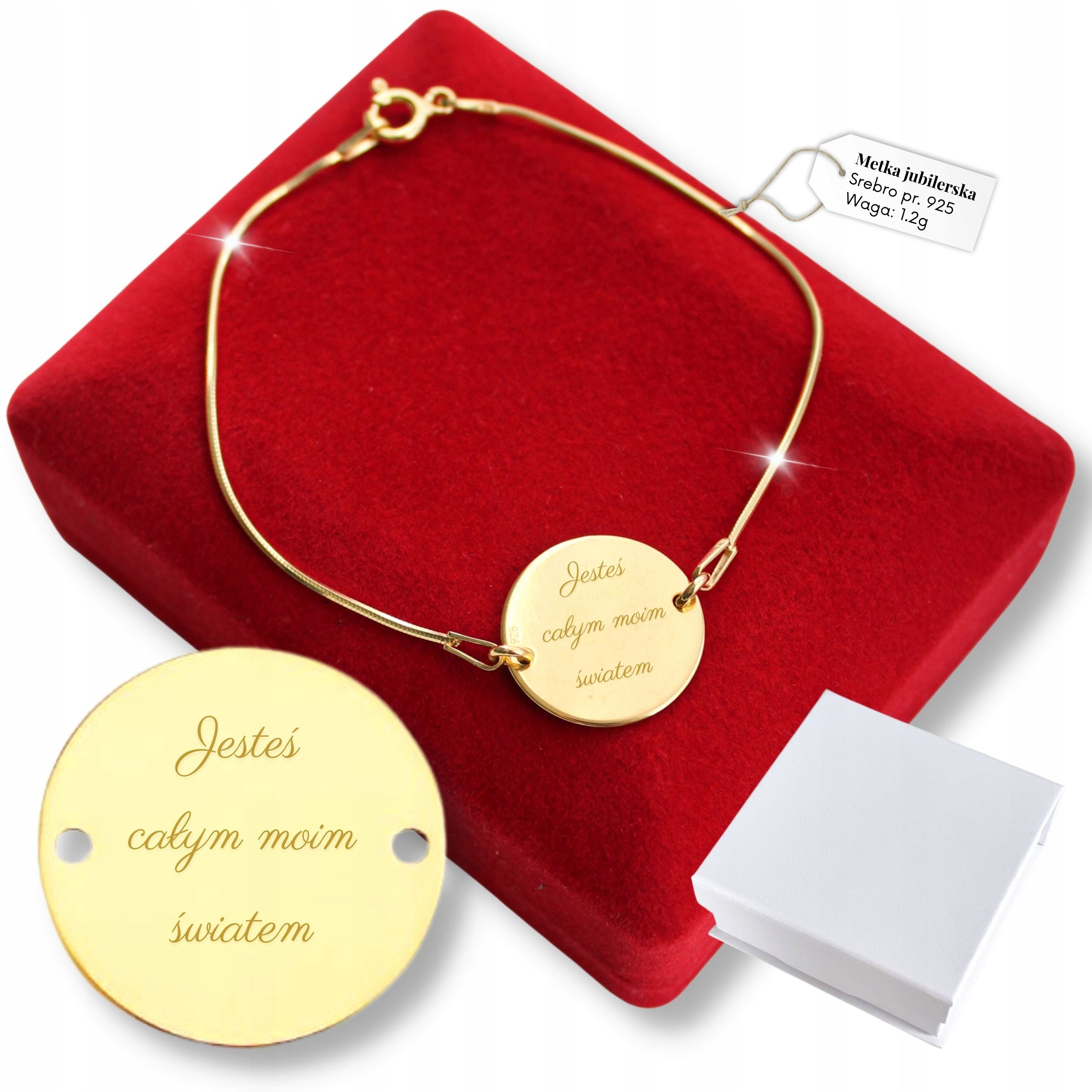 Zlatý náramek s gravírováním na řetízku jako Dárek K Vašemu Gravírování 925