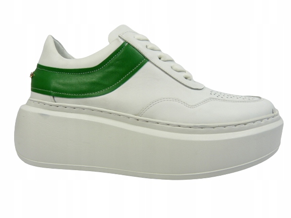 Bílo-zelené polobotky z kůže Karino 37