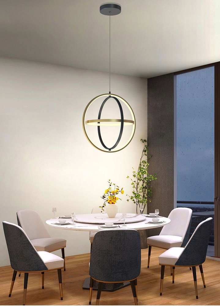 Trojrozměrný závěs s 3 obručemi do kuchyně nad ostrov bar Loria, kovový