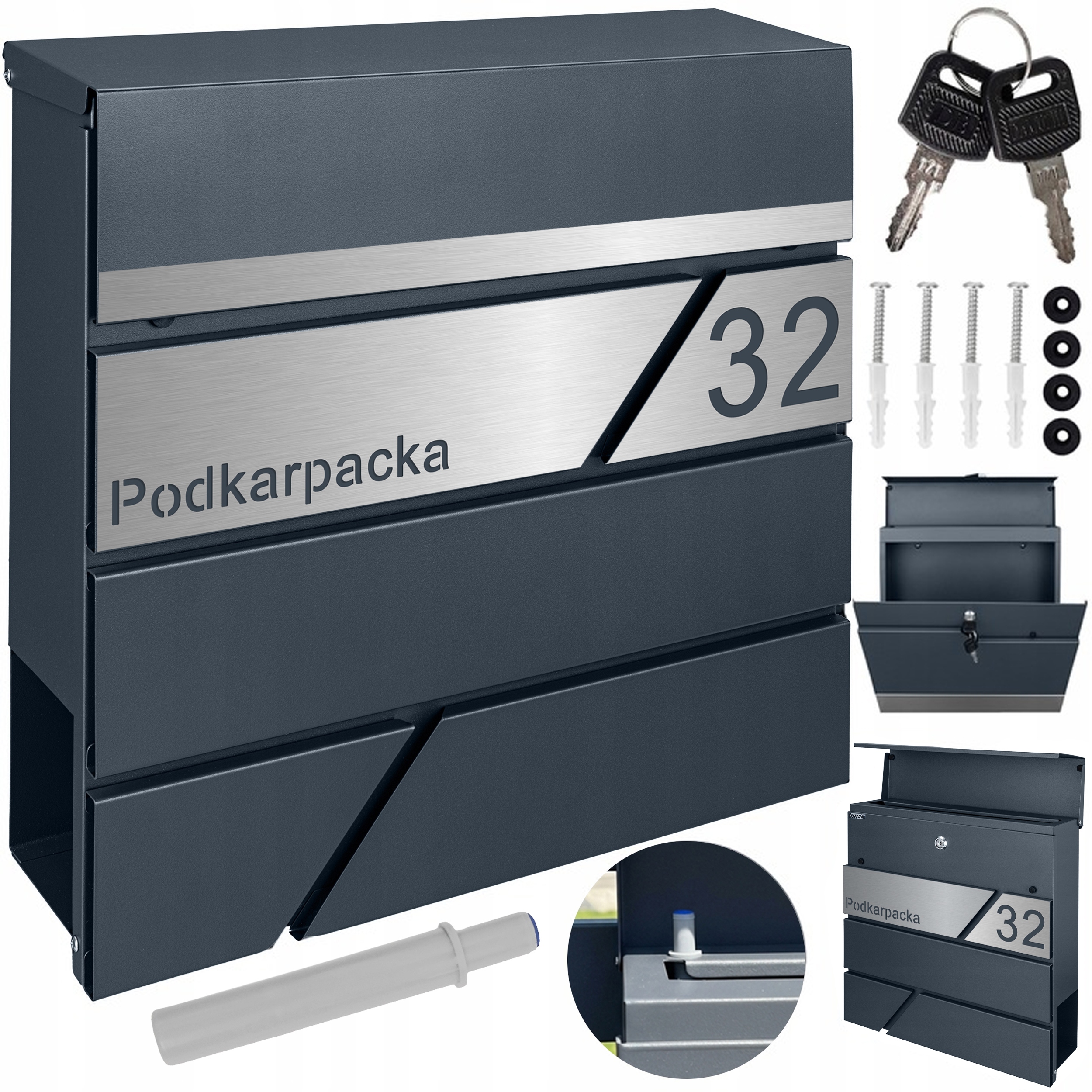 Poštovní Schránka Na Korespondenci S Číslem Laminát Ocel Kartáčovaná