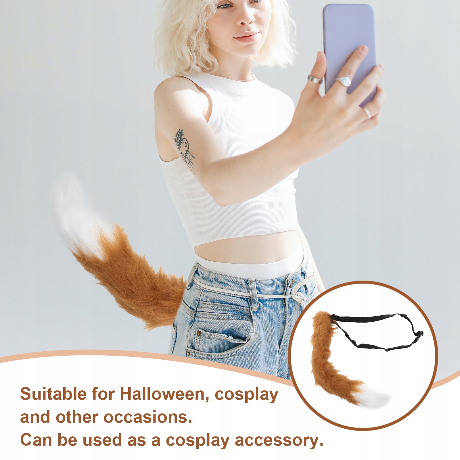 PLUSZ ZWIERZĘCY OGON LISÓW COSPLAY FUTRA THERIAN SPRZĘT Długość 25 cm