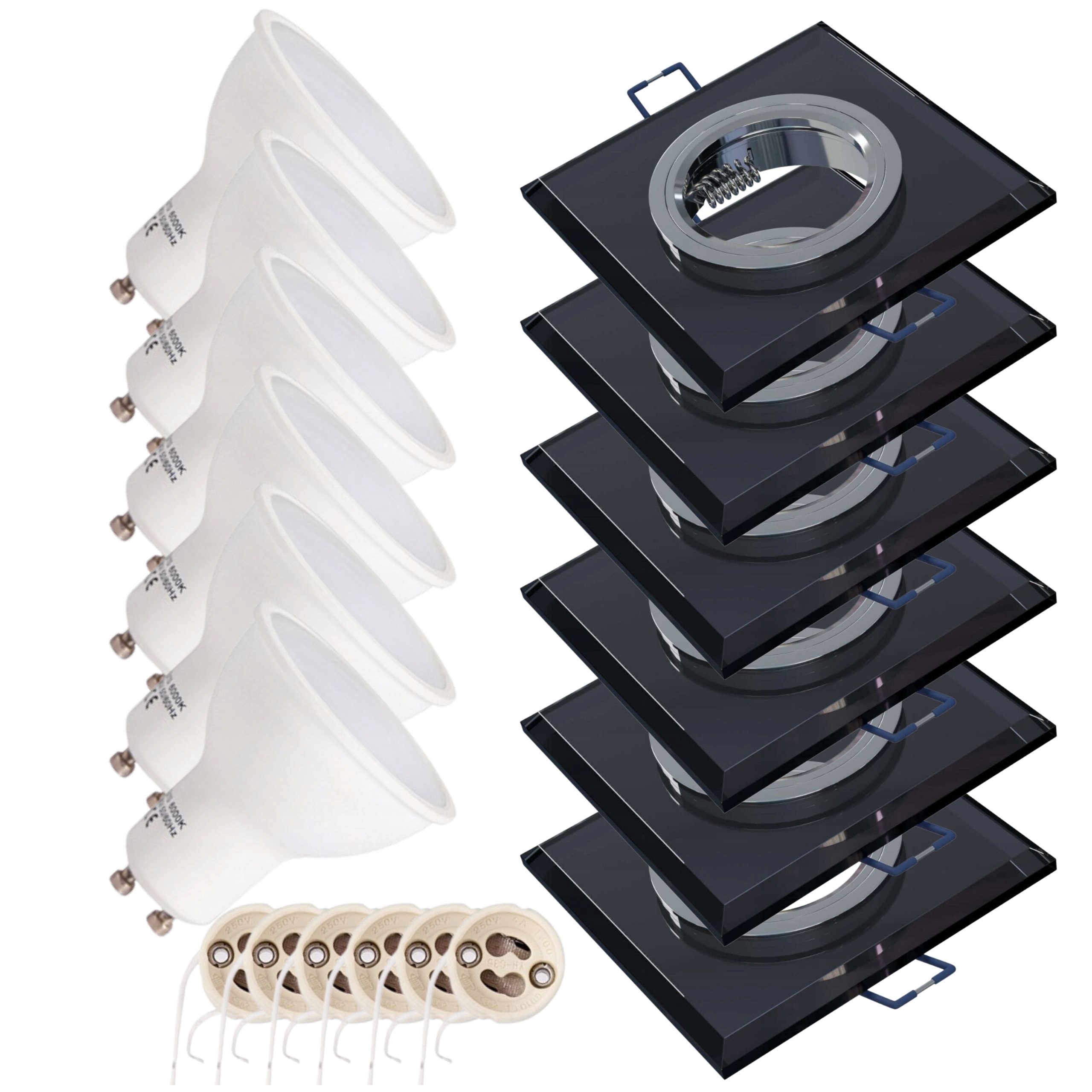 6 X Skleněná Halogenová Lampa Kompletní Sada Led Žárovka GU10 3W Neutrální