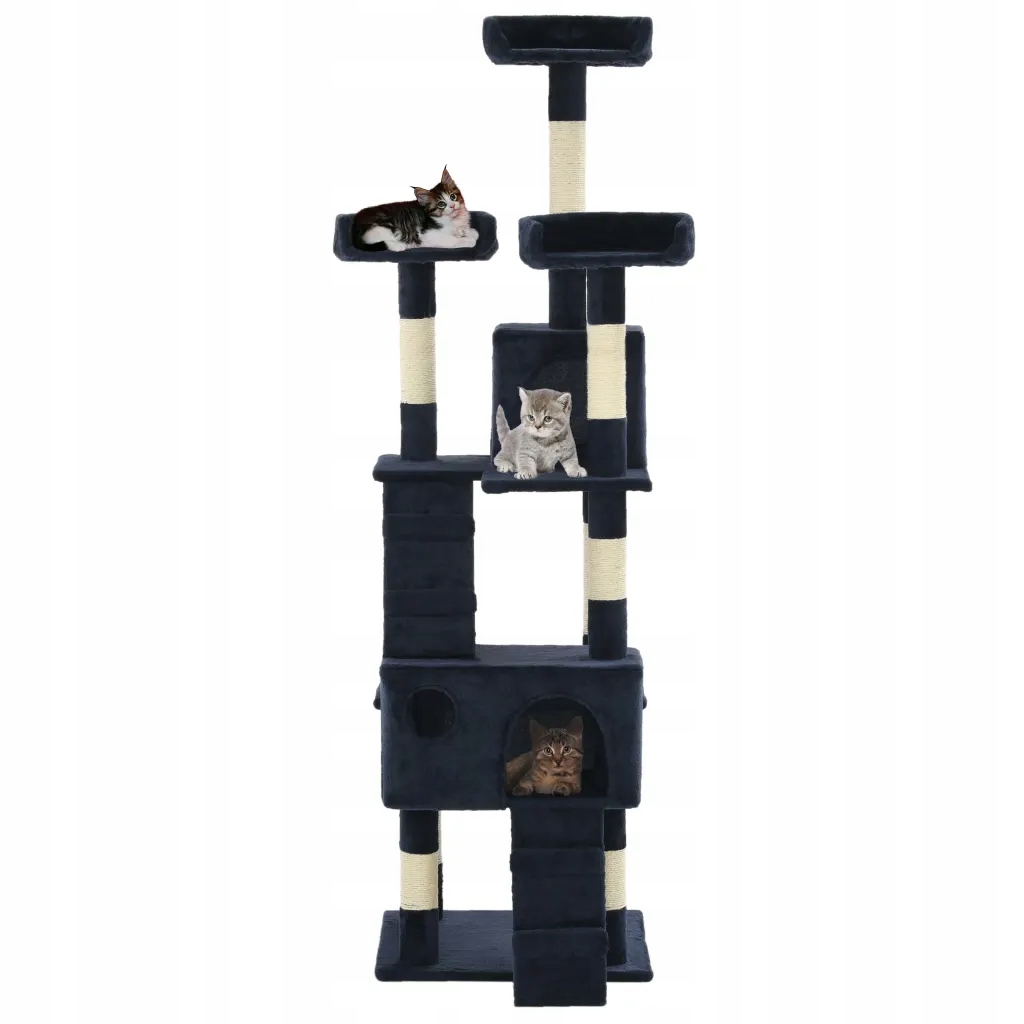 Levně vidaXL Škrabadlo pro kočky se sisalovými sloupky, 170 cm, modré