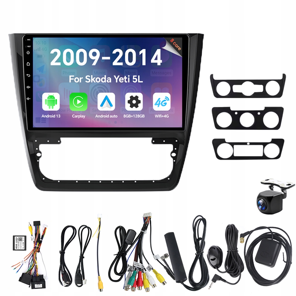 Autorádio Eunavi 2Din s Androidem 13 a Carplay Rds pro Škoda Yeti 5L 2009-2014