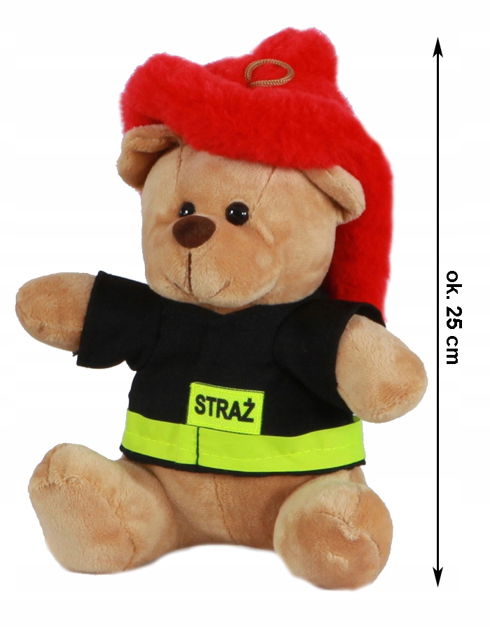 Miś Maskotka Strażak BEŻ/CZARNY prezent dla Małych Bohaterów STRAŻ POŻARNA EAN (GTIN) 5903990655562