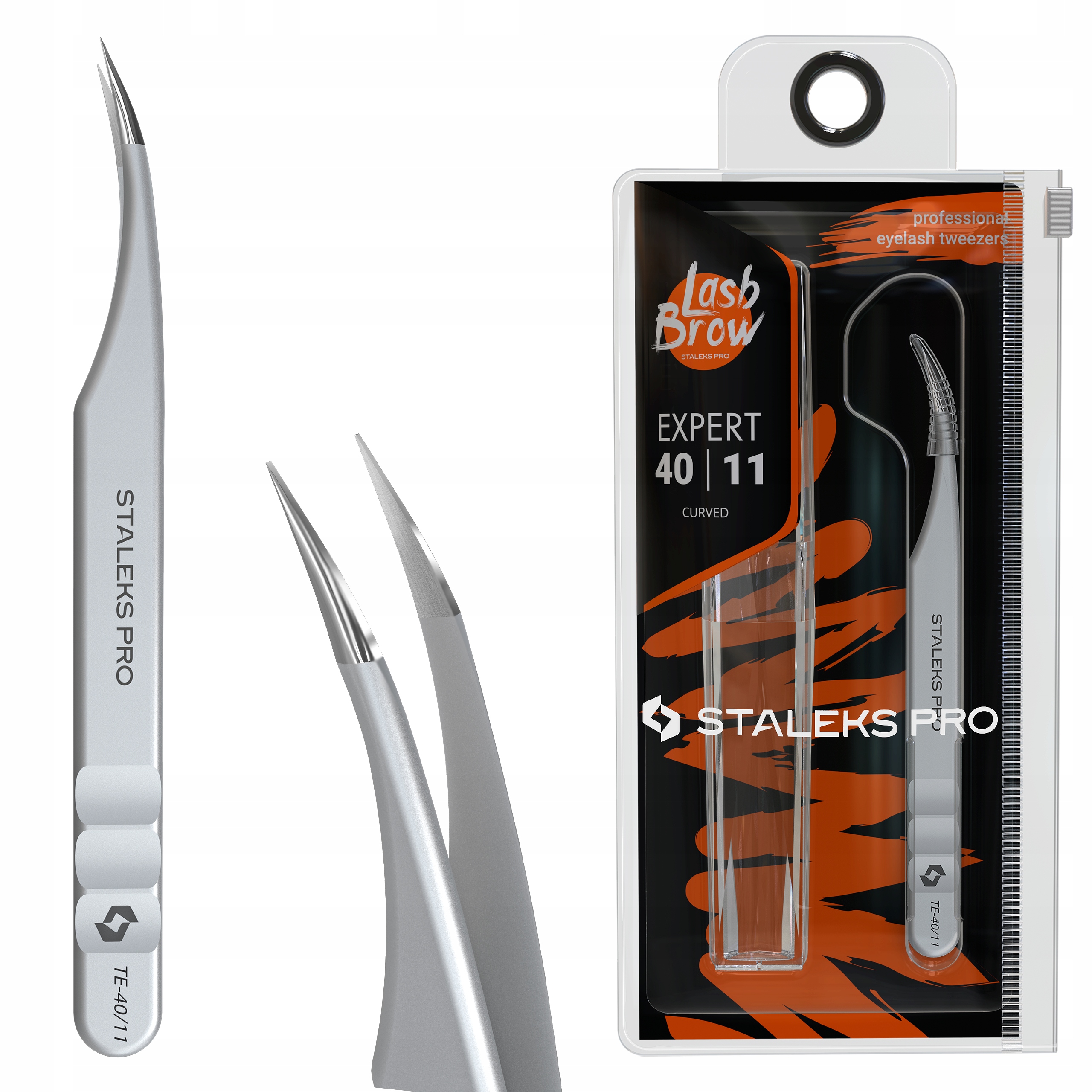 Pinzeta Pro Prodlužování Řas Zahnutá Staleks Pro Expert 40 typ 11 TE-40/11