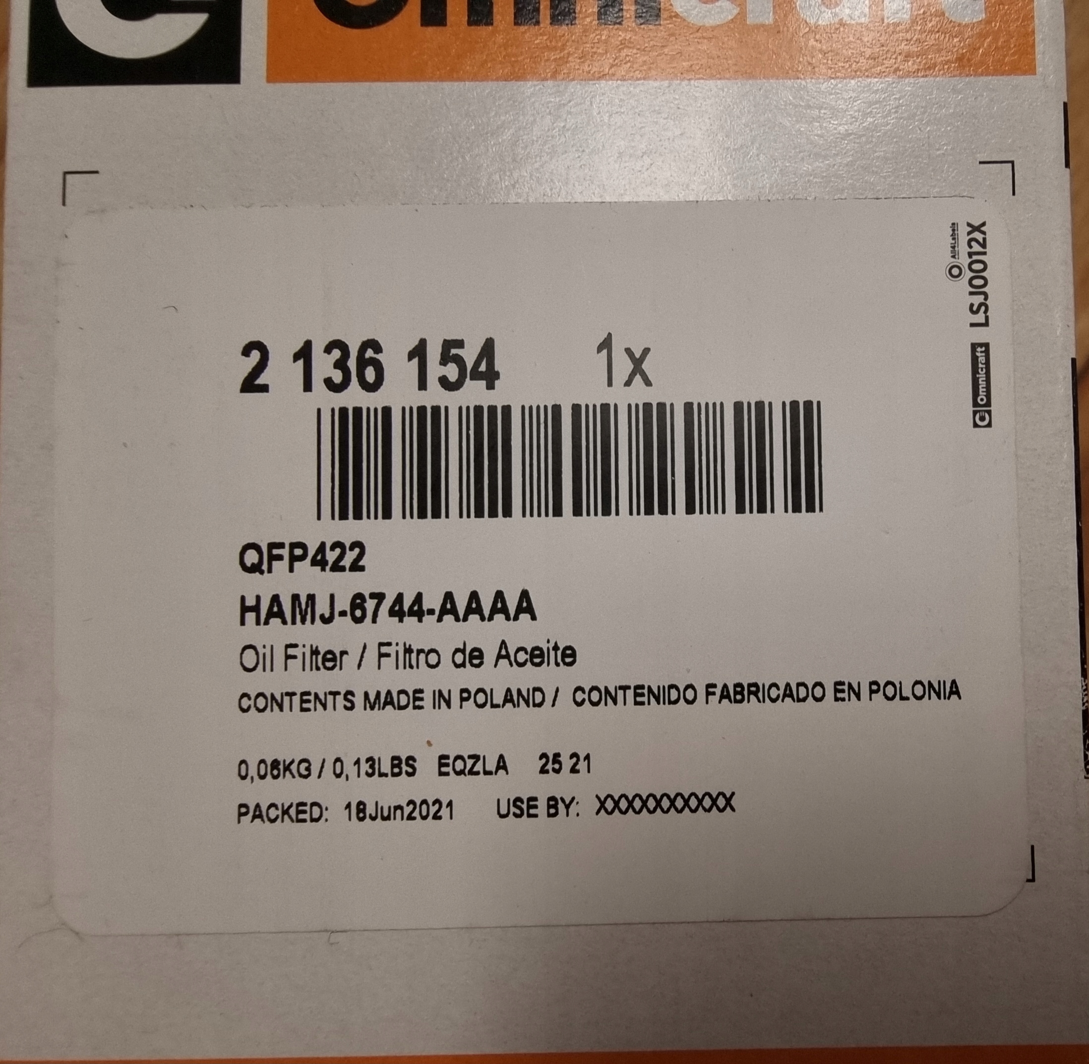 FILTR OLEJU CITROEN PEUGEOT FOCUS C-MAX 2.0 TDCI Producent części Ford OE