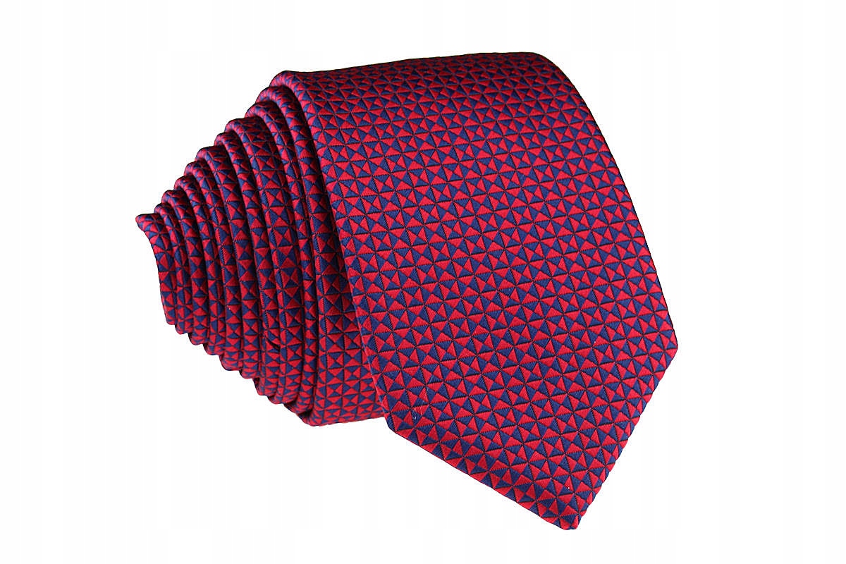 KRAWAT MĘSKI WĄSKI ŚLEDŹ 6 cm GRANATOWY - CZERWONY
