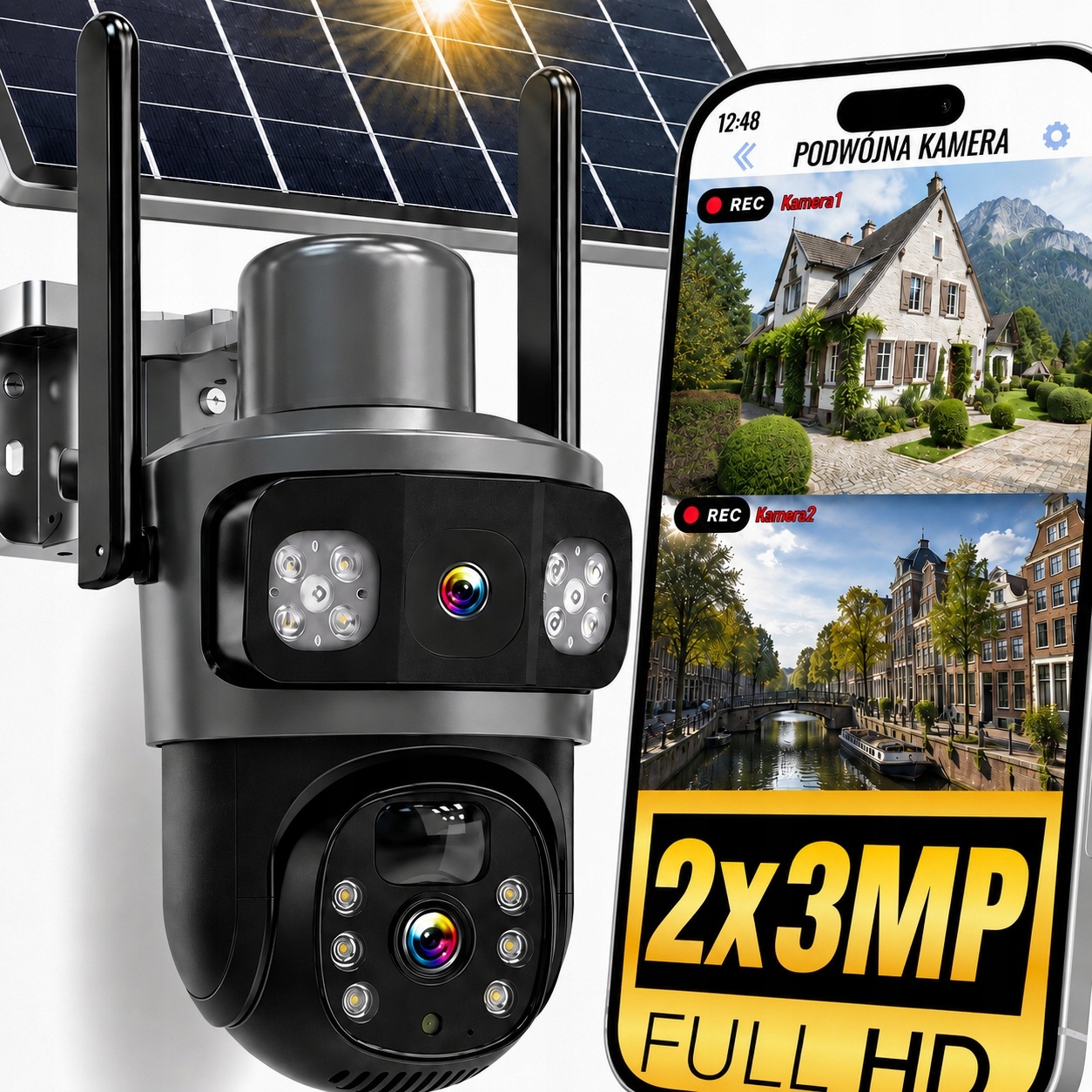 Alarm na pohyb Slnečná kamera WiFi/4G Lte 4K 6MP Obojsmerná vonku