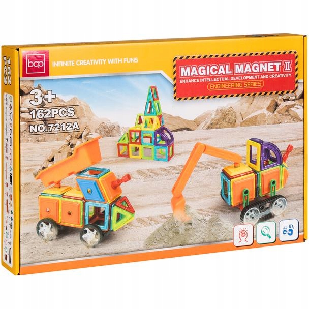 KLOCKI MAGNETYCZNE EDUKACYJNE MAGICAL MAGNET MAGNETIC STICKS 162 ELEMENTY EAN (GTIN) 5906593706624