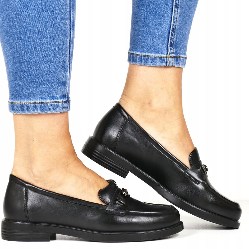 iButy Mokasíny Dámské Kožené Nazouvací Polobotky Černé Elegantní Pohodlné