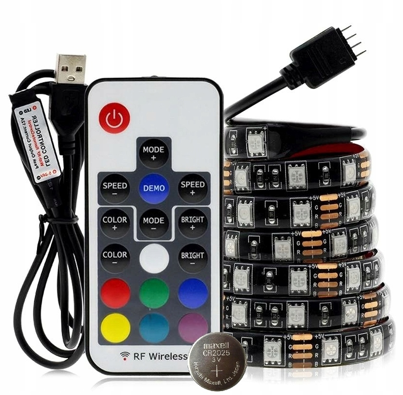 

4 M Taśma Led Rgb 5050 Podświetlenie Tv Usb Pilot