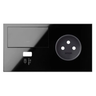 Panel Dvojitá zásuvka Jednotlivá Usb Vypínač Jednopólový Černý