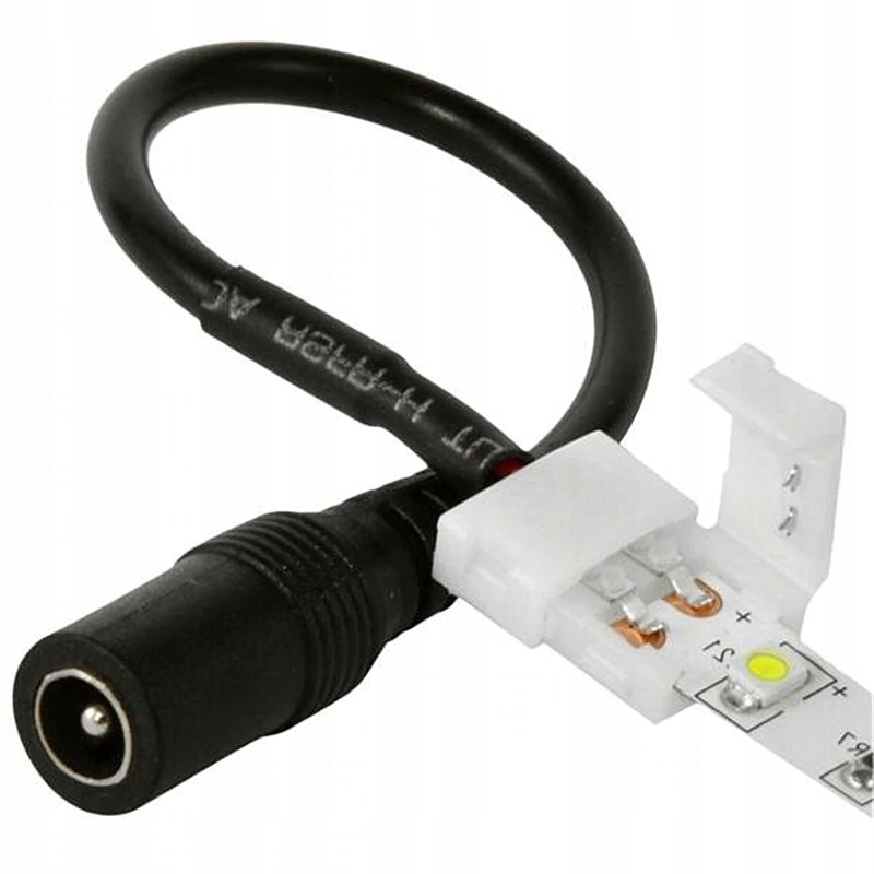 ZŁĄCZKA TAŚMA LED ZACISKOWA 2PIN 10mm + GNIAZDO WTYCZKA DC 5,5/2,5mm ŻEŃSKA