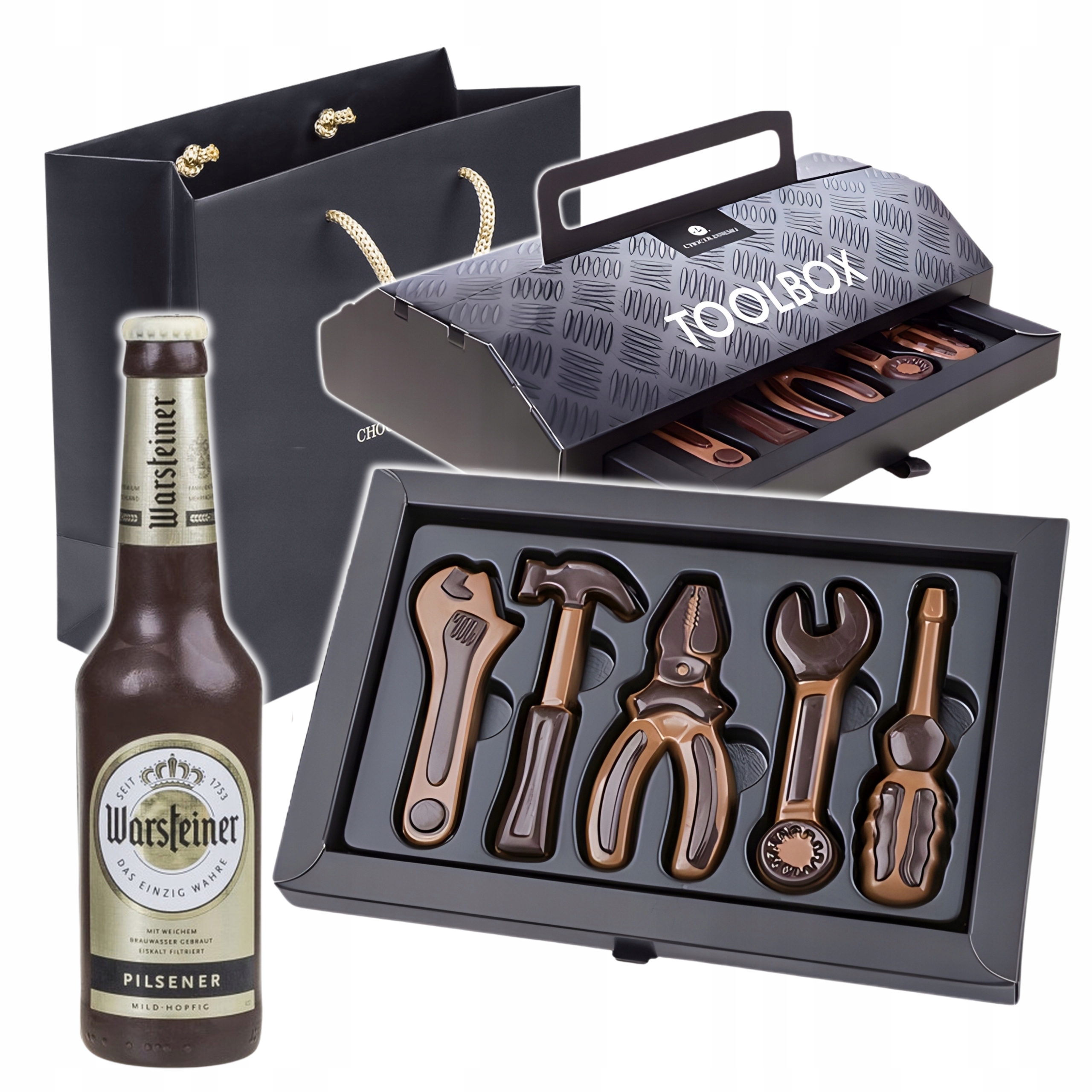 Dárek k narozeninám Jmeniny pro chlapa Nářadí Pivo čokoláda