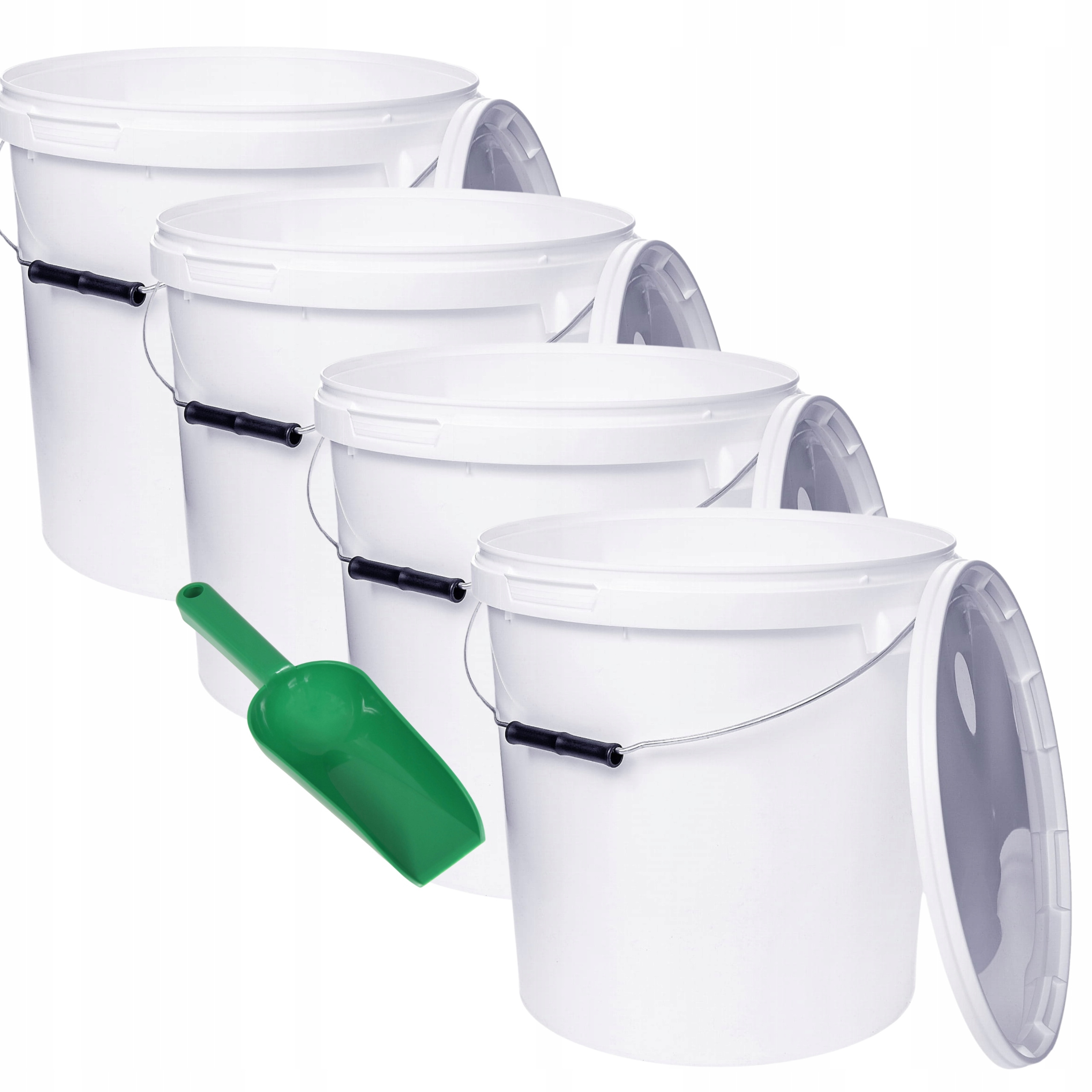 4x Kbelík 20L Bílý na potraviny Lopatka 0,25KG