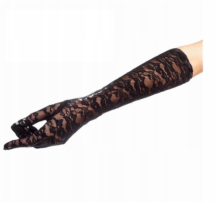 

Sexy Czarne Koronkowe Rękawiczki 44CM Długie