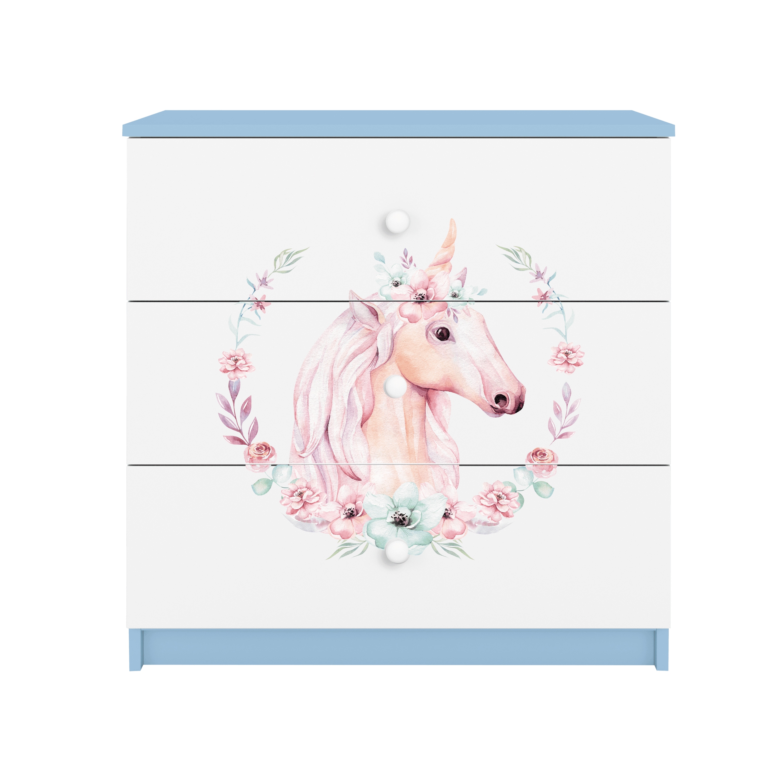 Komoda Babydreams Modrá grafika koník 80 cm