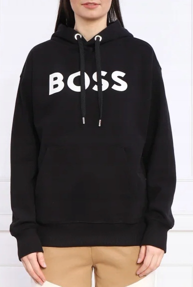 Boss Mikina ECONY1 Regular dámská mikina černá s kapucí, klokanka, vel. M