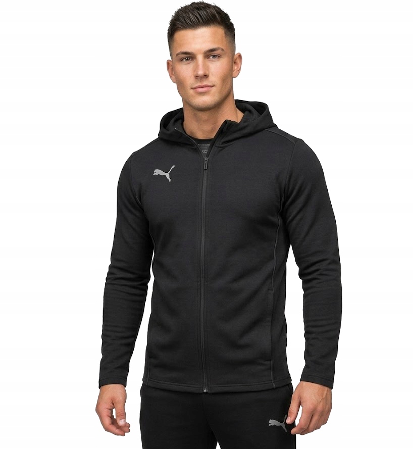 3216 Pánská Mikina Puma Na Zip S Kapucí Kapsy Na Zip Černá L