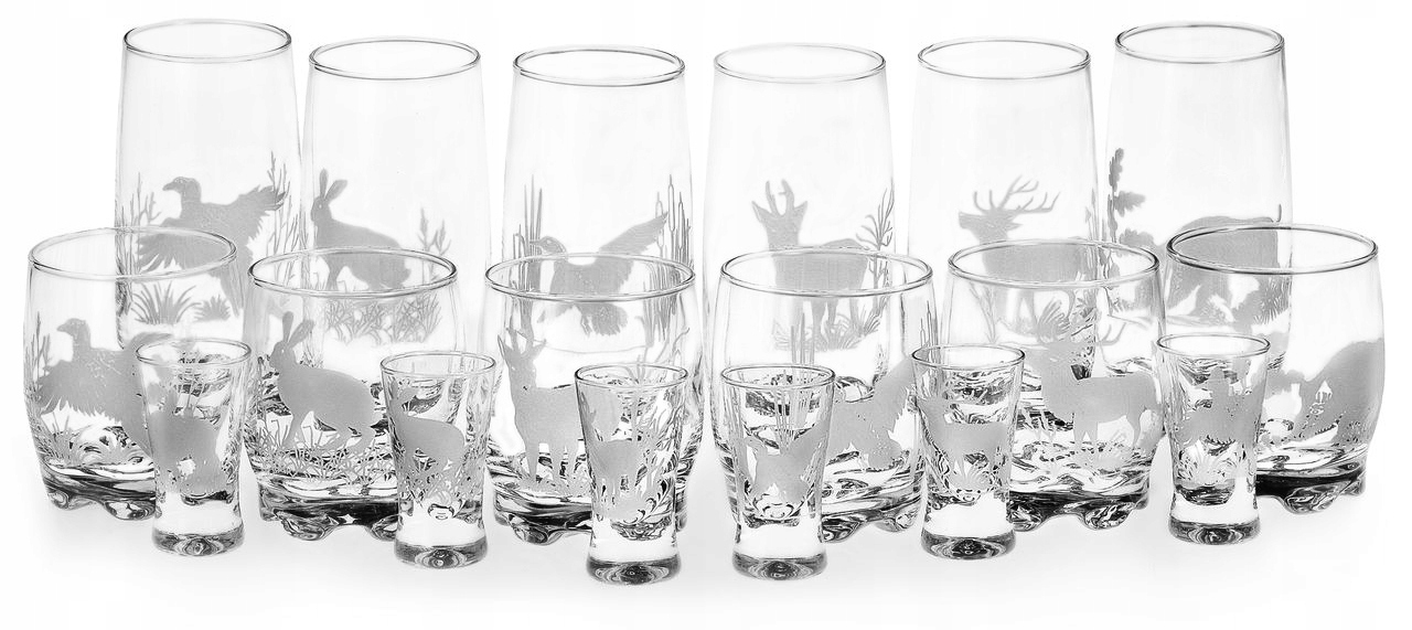 Zestaw szkła szklanki i kieliszki Myśliwskie 18el.
