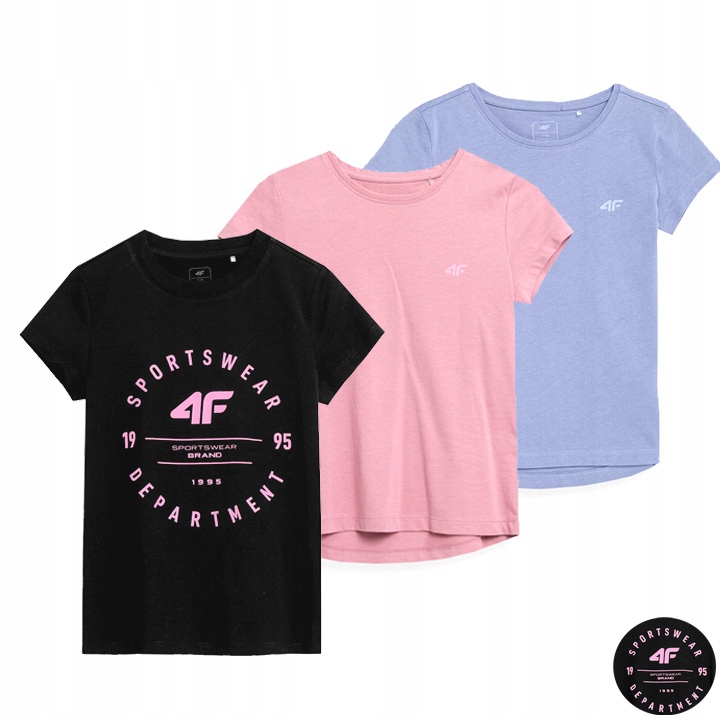 KOMPLET DZIEWCZĘCY 4F KOSZULKA T-SHIRT BAWEŁNA