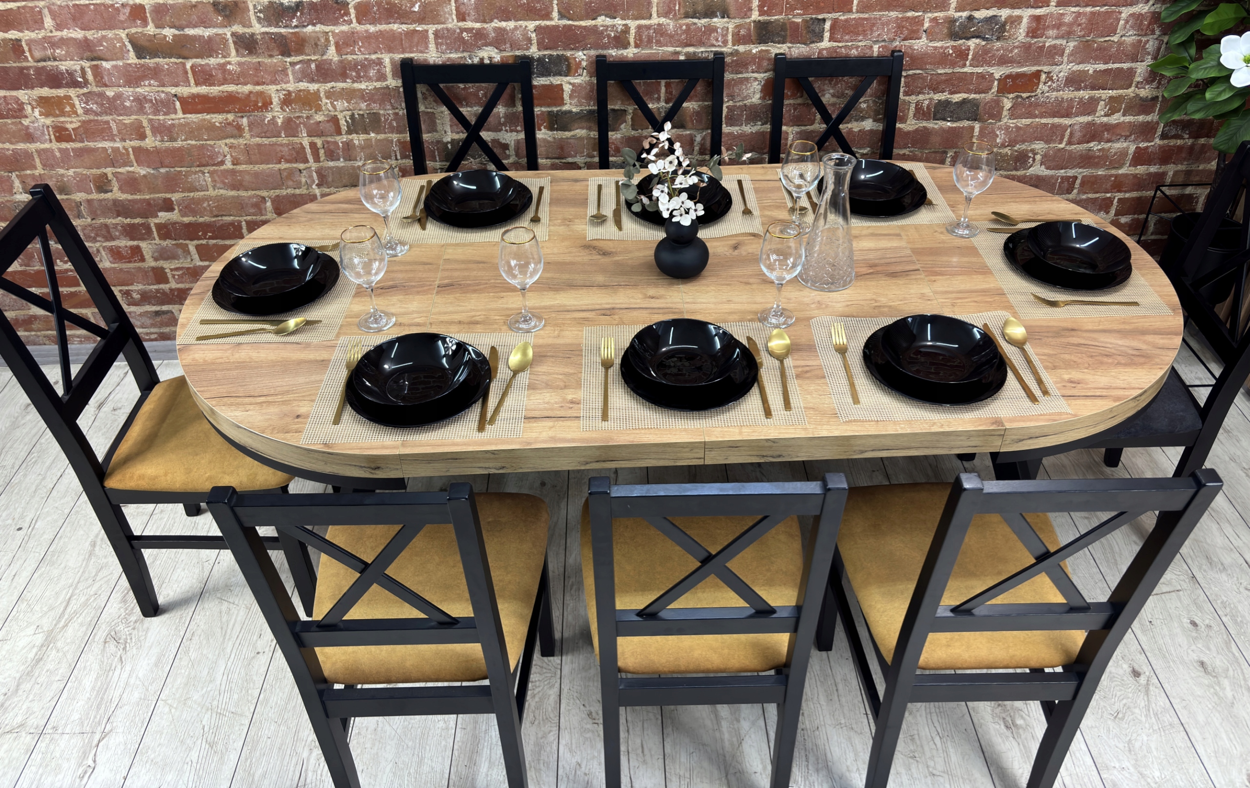 Stół okrągły 90 rozkładany do 190 cm LOFT metalowe nogi gruby blat 5 cm Grubość blatu 5.2 cm