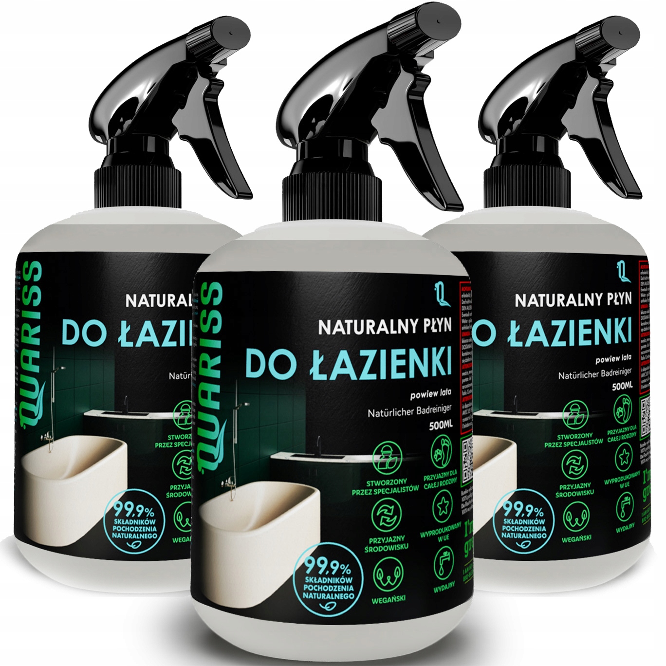 Levně Sada Přírodní čisticí prostředek na mytí koupelny Toalety Wc 500 ml x 3