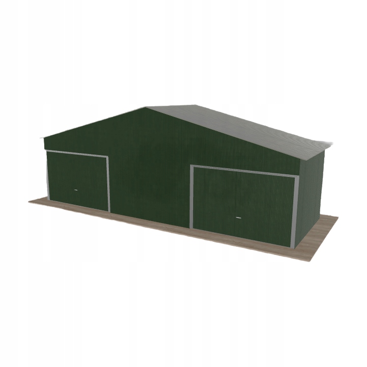 Plechová garáž 9x3 m dvoupolohová, dvoupolohová, zelená