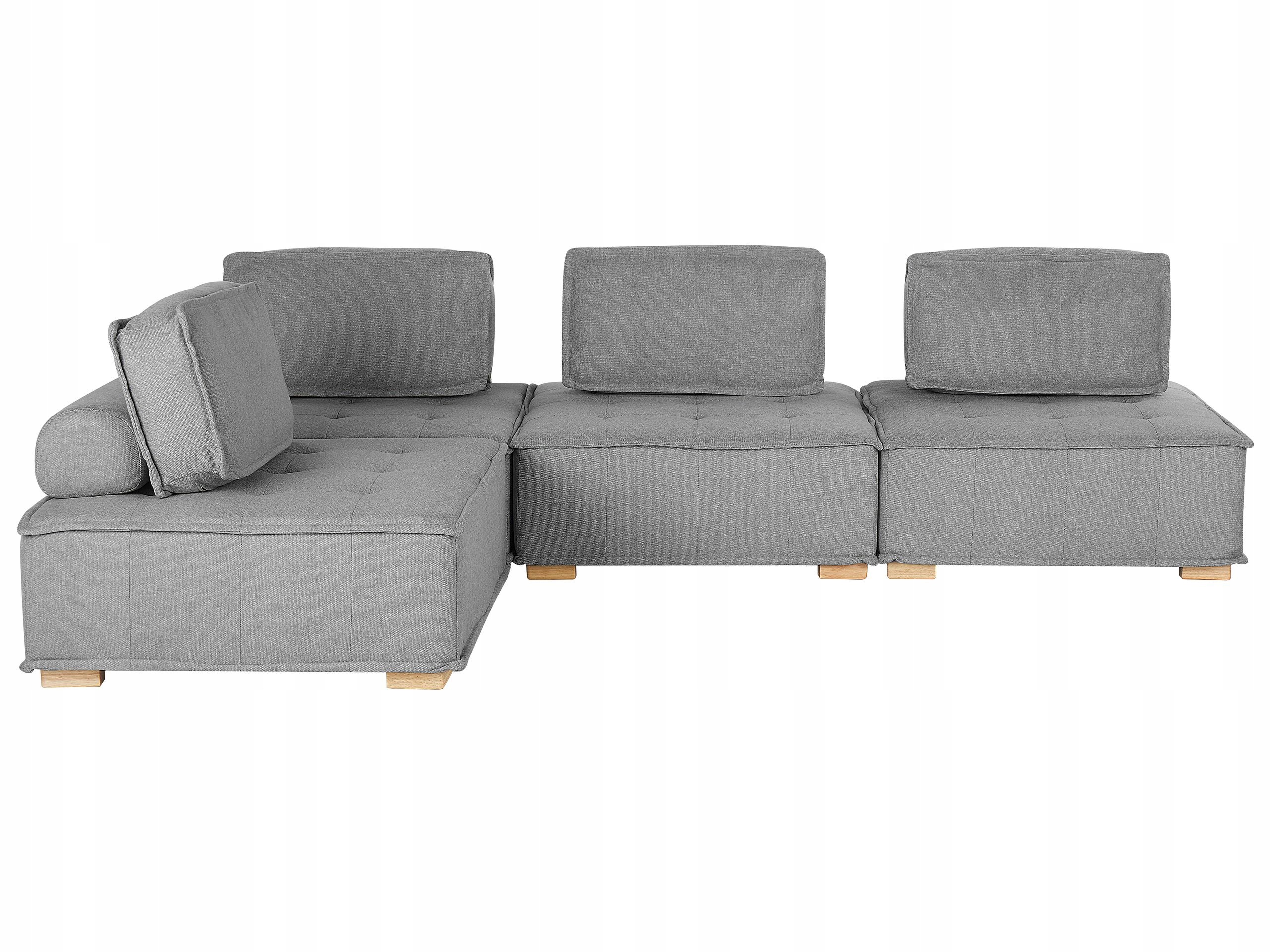 Sofa narożna 4-osobowa modułowa prawostronna szara