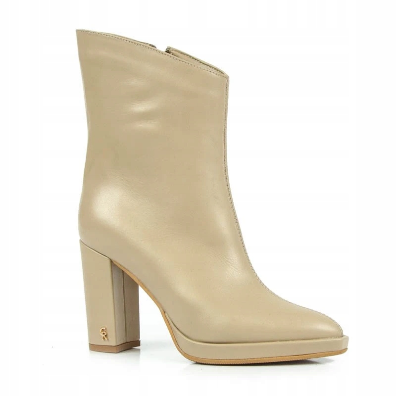 Carinii B8577 Kotníkové Boty Kozačky Kůže Lico Béžová 36