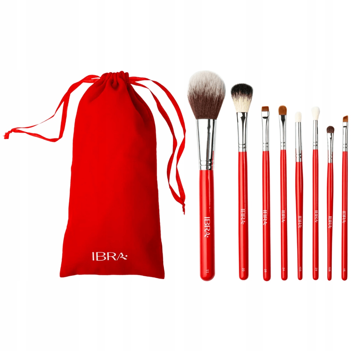 Ibra Makeup Zestaw 8 pędzli do makijażu Red
