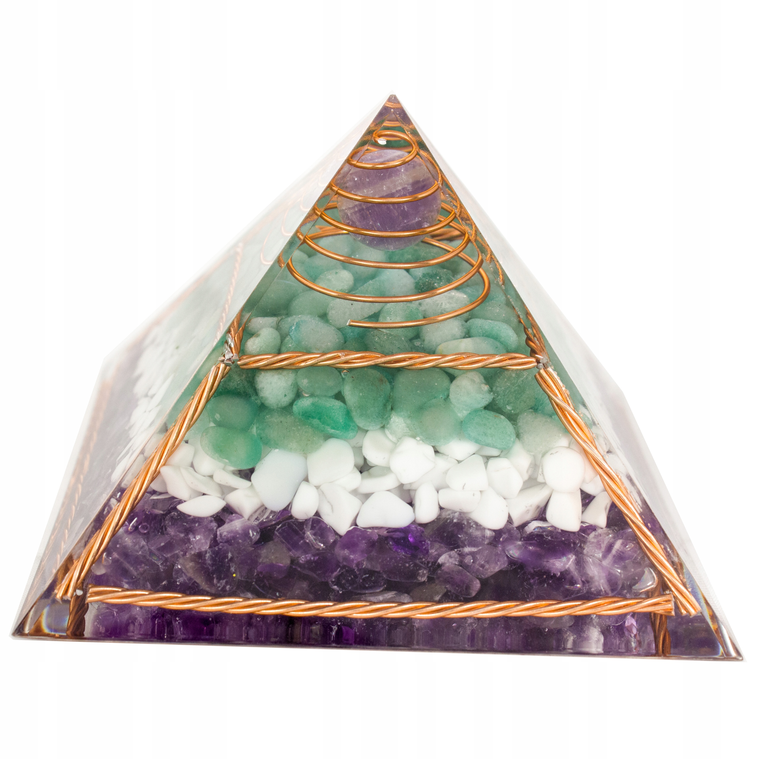 Piramidka Orgonit Awenturyn Ametyst Odpromiennik Harmonia 10 x 6,5 cm