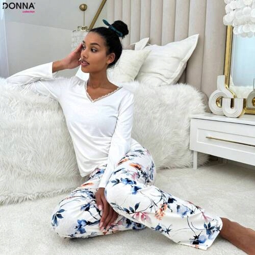 Dámské pyžamo Donna Astrid Long, viskóza elegantní noční dlouhá